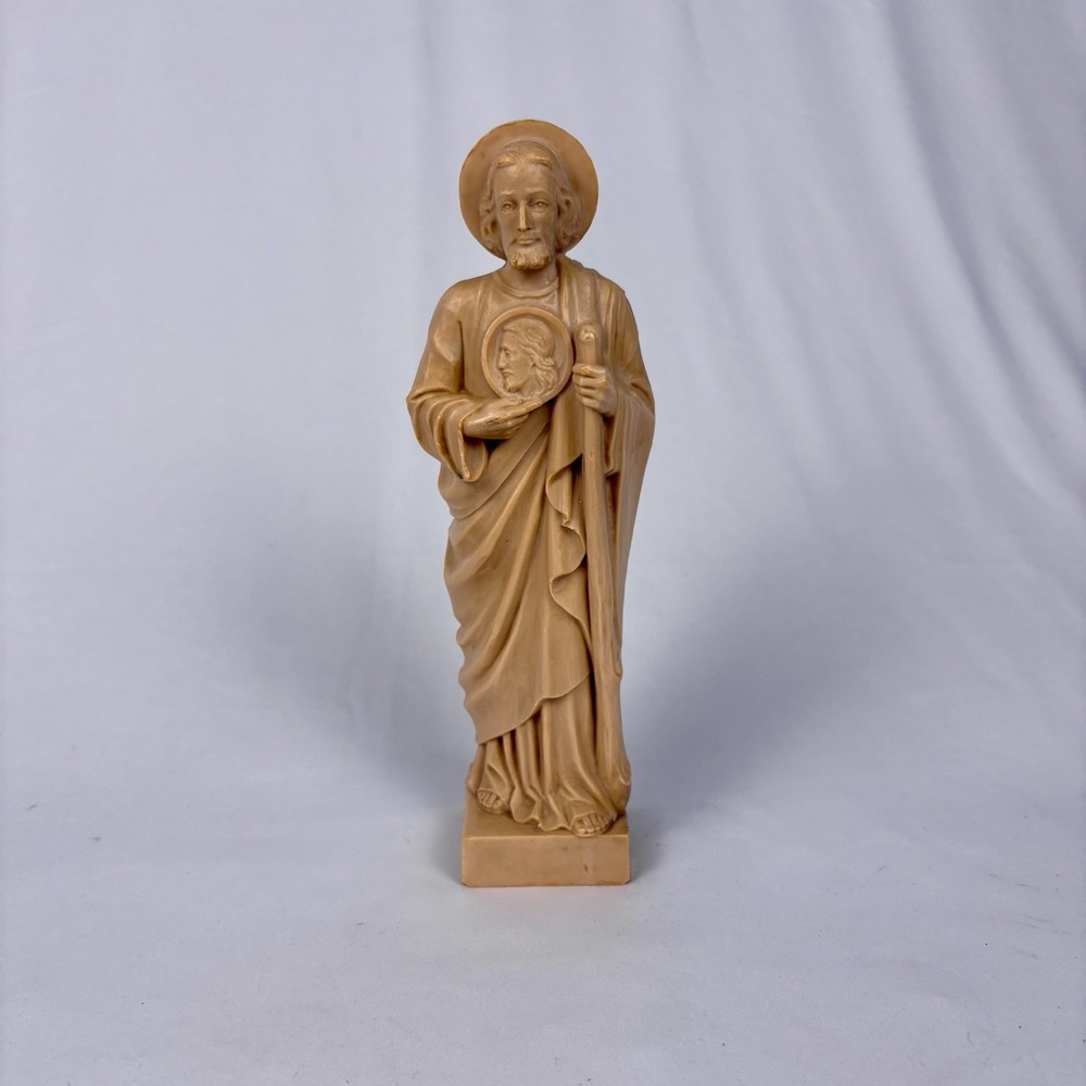 Vintage 8.5" St Jude Statue Hard Plastic Resin Apostle Patron Hope Catholic 60's